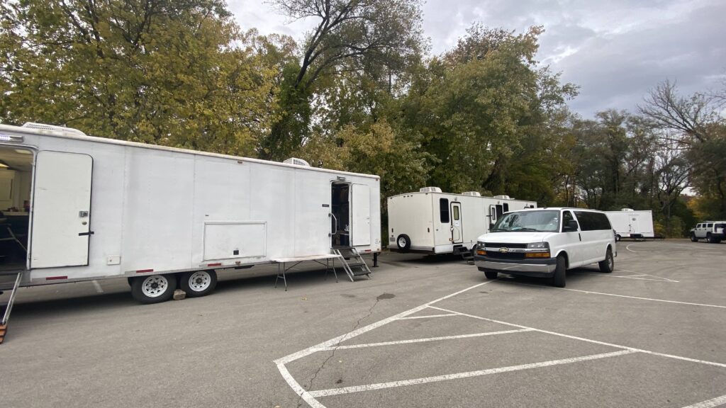 Base camp setup on the set of Desperation Road - Film Driver Role Experience